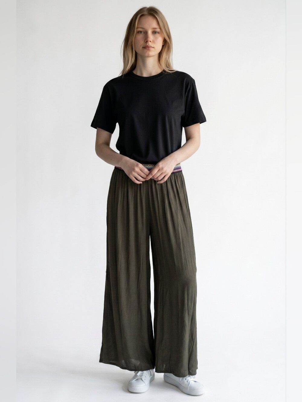 Save the Queen! Wide Leg Palazzo Pants Size S Olive Green, Made In Italy